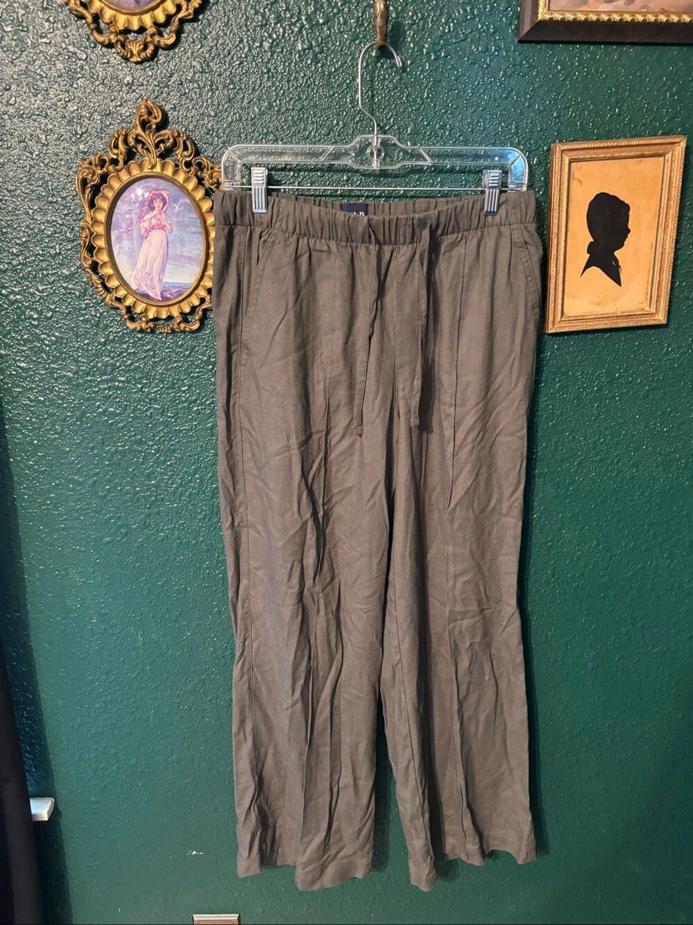 Gap Women’s Green Linen and Rayon Pull On Pants Sz Small